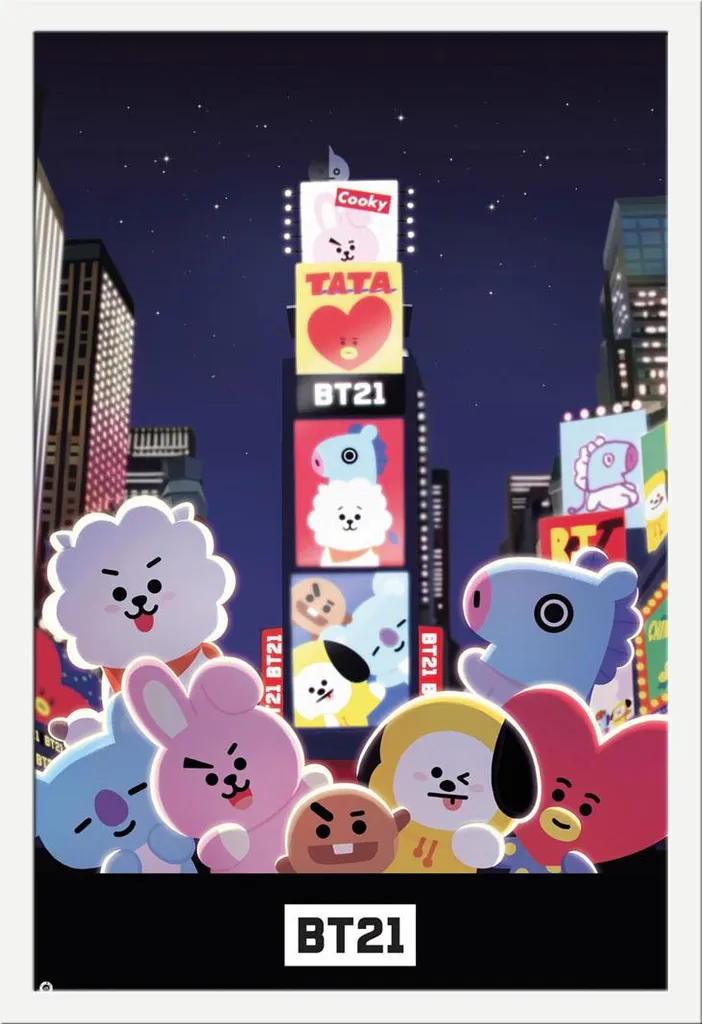 Poster BT21 Times Square con Cornice Shinsuke Maxi MDF Bianca - Offerta