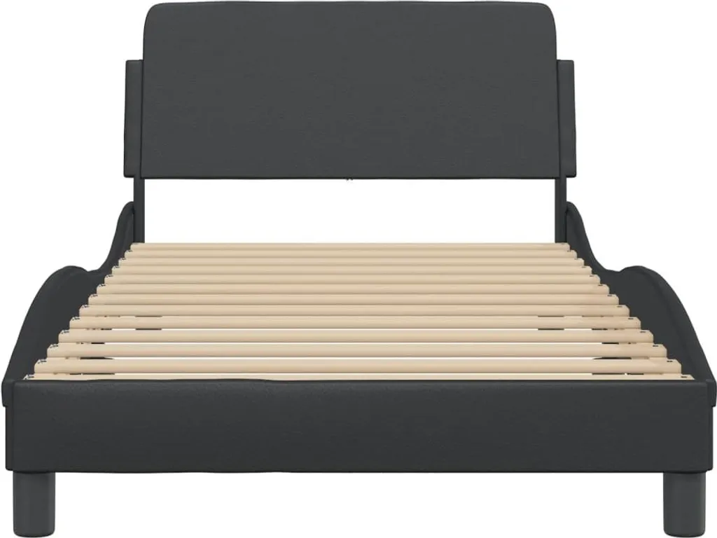 Lit Simple 100x203 cm Dover Noir - Structure de Lit en Simili Cuir