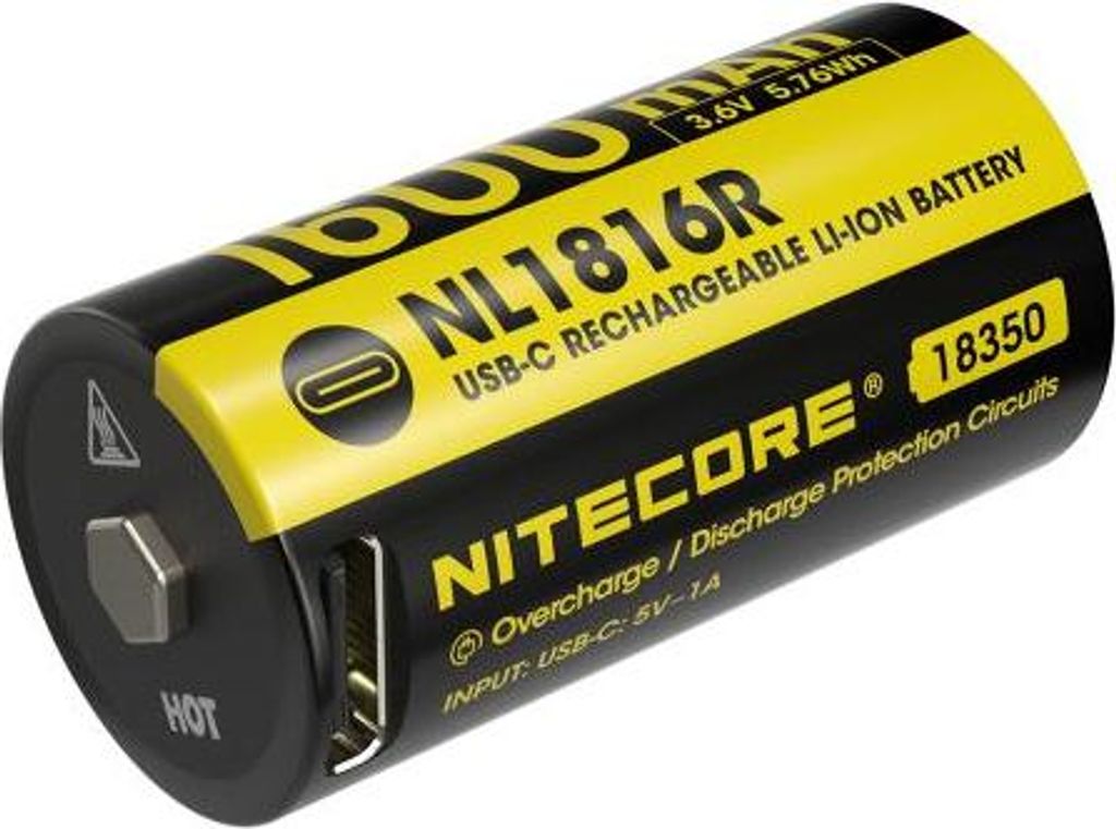 Bateria Nitecore Li-Ion NL1816R 18350 z portem ładowania Zdjęcie produktu 