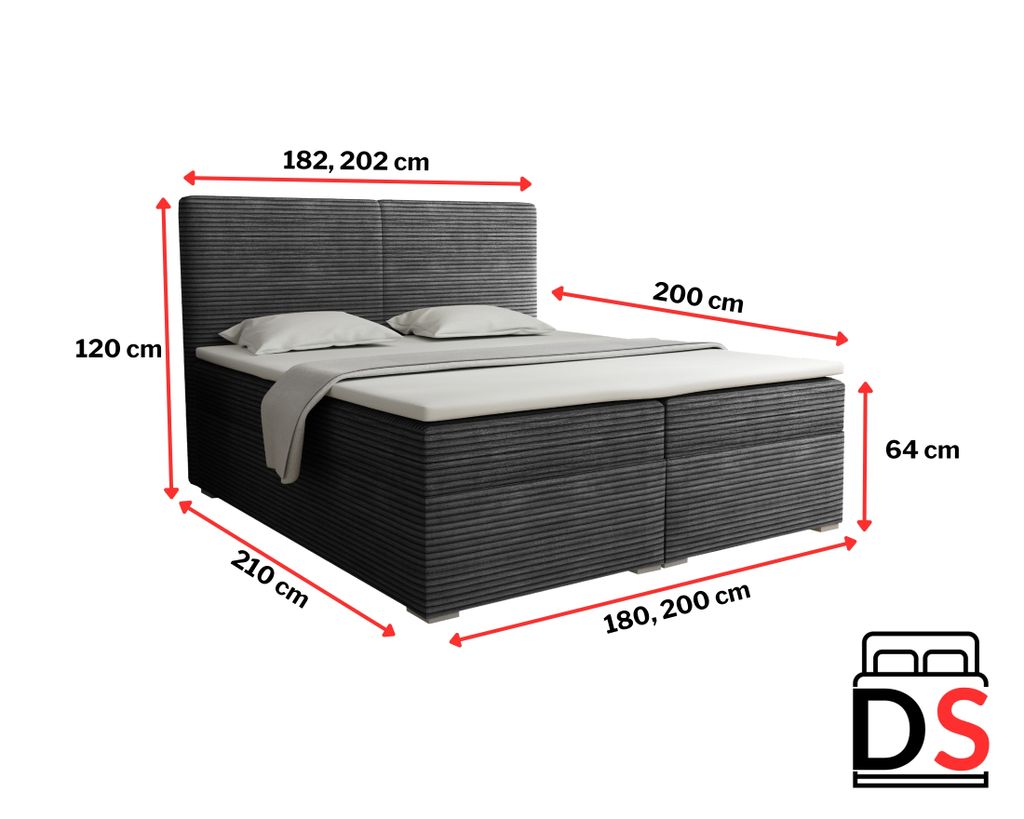 Boxspringbett LORD 160x200 Anthrazit Boxspring Komplettbett Produktbild 4