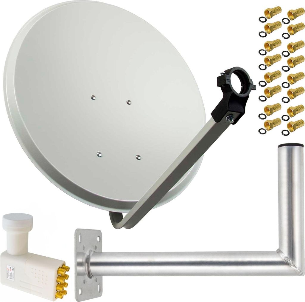 PremiumX SAT Anlage 80cm Antenne Octo LNB F-Stecker Wandhalter 45cm