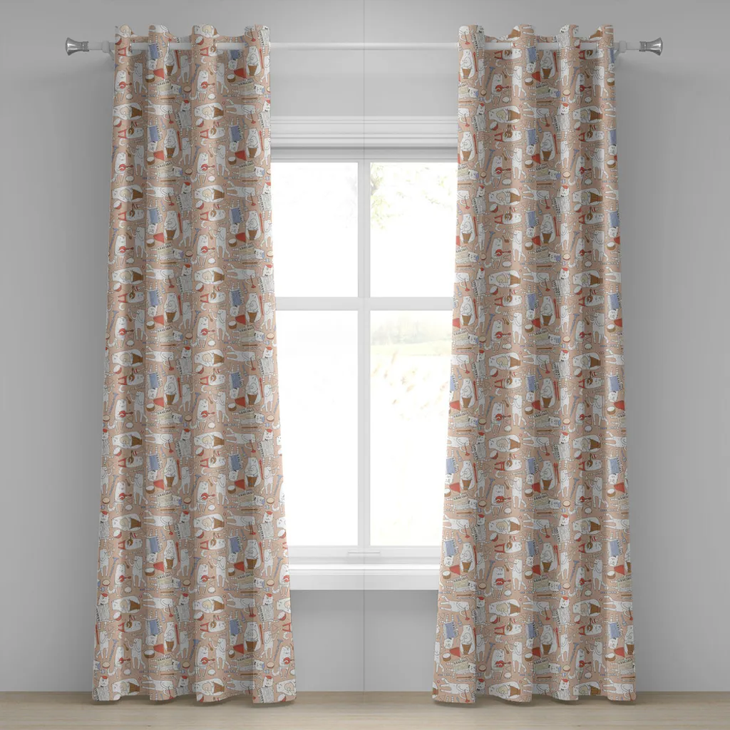 Rideaux occultants décoratifs pour chambre motif chat musicien