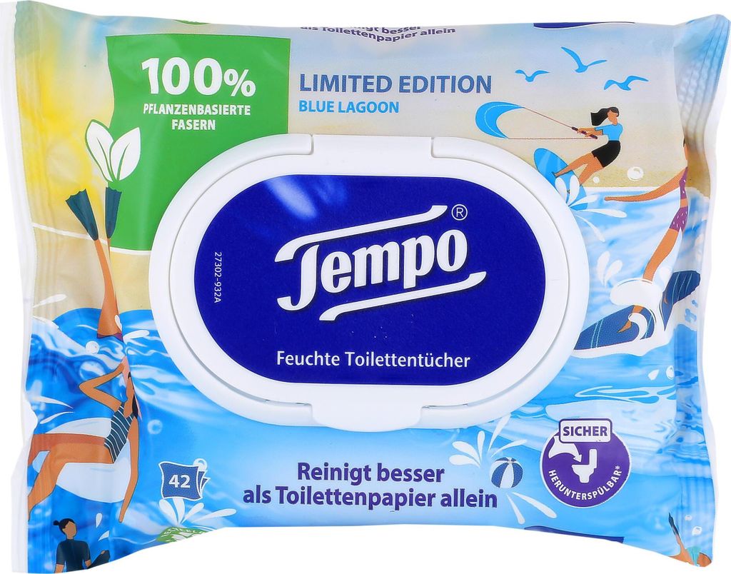 Tempo Feuchte Toilettentücher Blue Lagoon 42 Tücher (1er Produktbild 