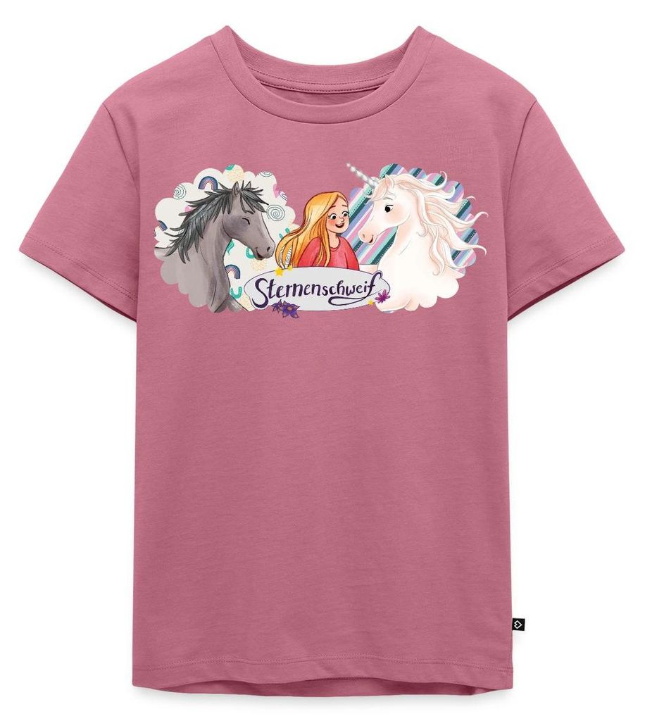 Spreadshirt Sternenschweif Laura Mit Pferd Und Einhorn Kinder Premium T-Shirt, 110/116 (4 Jahre), Mauve