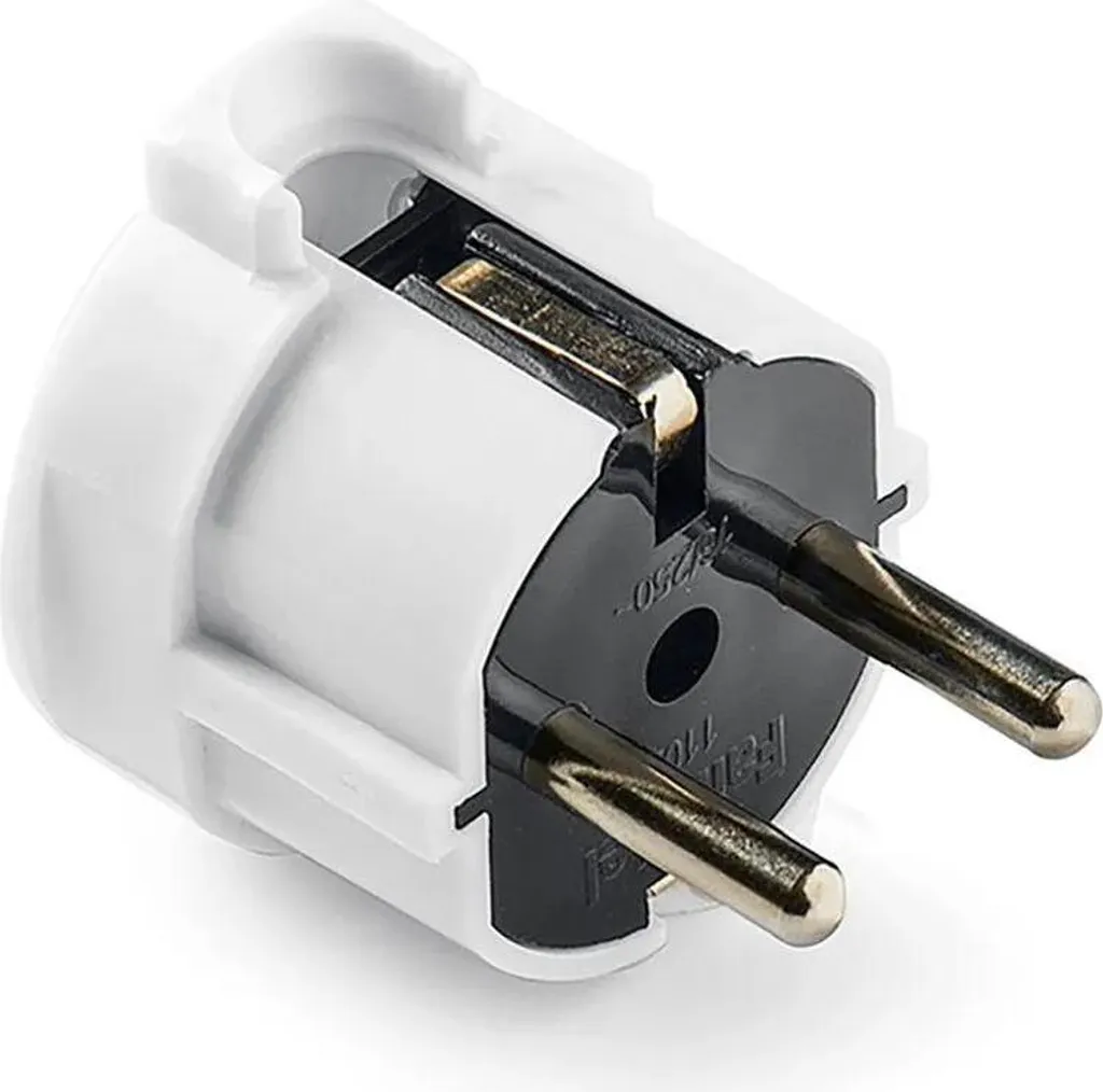Fiche mâle 2P+T Famatel extensible blanc 16A 250V IP21 4.8mm durable