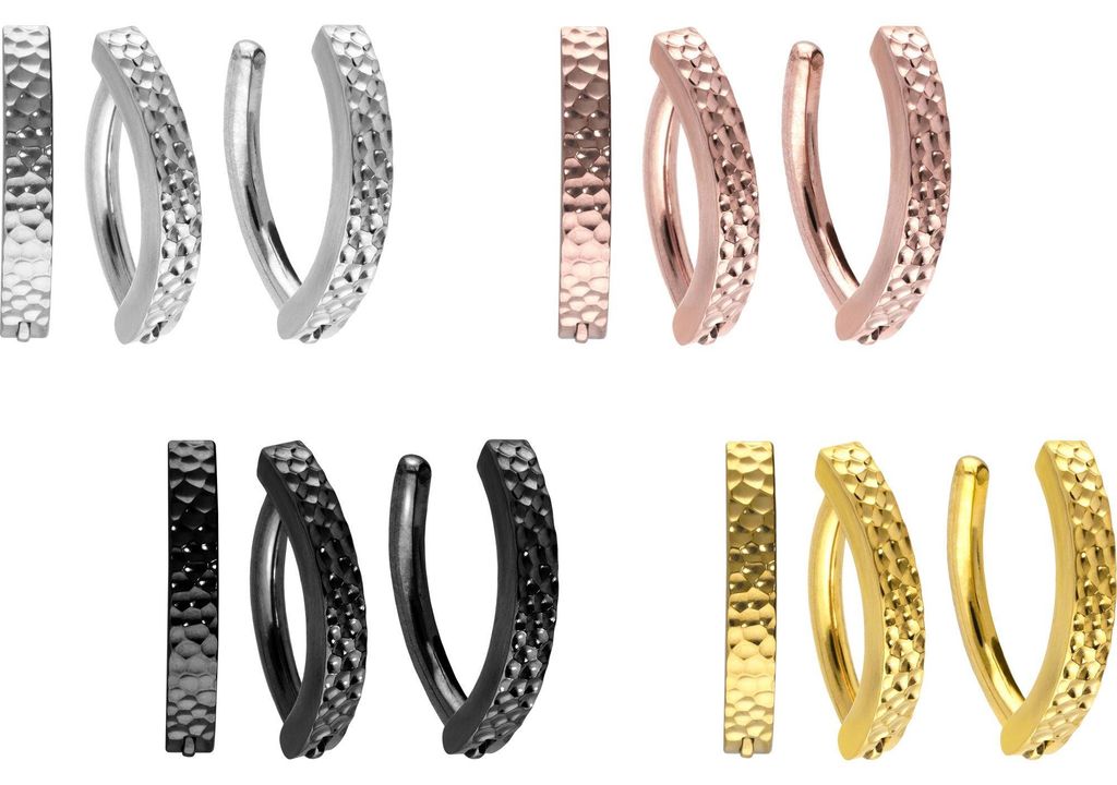 Ohrpiercing, Nasenpiercing, Septum Piercing Titan Bauchnabelclicker BOGEN + GEHÄMMERTE STRUKTUR
