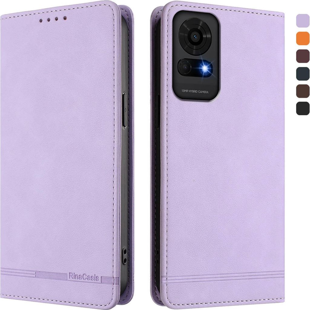 Hülle für TCL 50 LE, Retro Kunstleder Ständer Klapphülle mit Kartenfächer und Magnetische Violett