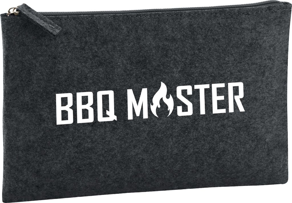 Huuraa Kulturbeutel BBQ Master Grillen 1 Liter Charcoal Filz Kosmetiktasche Geschenkidee