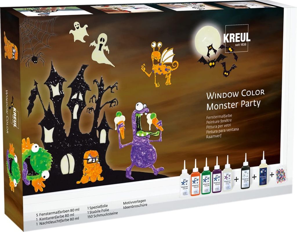 KREUL 42850 Set di colori per finestre "Monster Party Immagine del prodotto 