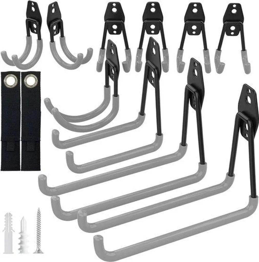 Support de garage en acier robuste 12 pièces pour vélos et outils