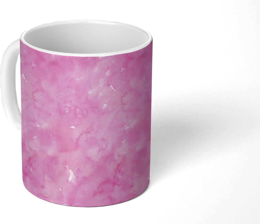 MuchoWow Tasse Kaffeetasse Kaffeebecher 350 ml Aquarell - Rosa - Muster Teetasse - Fototasse - Becher - Keramikbecher - Teebecher - Kaffeetasse -...