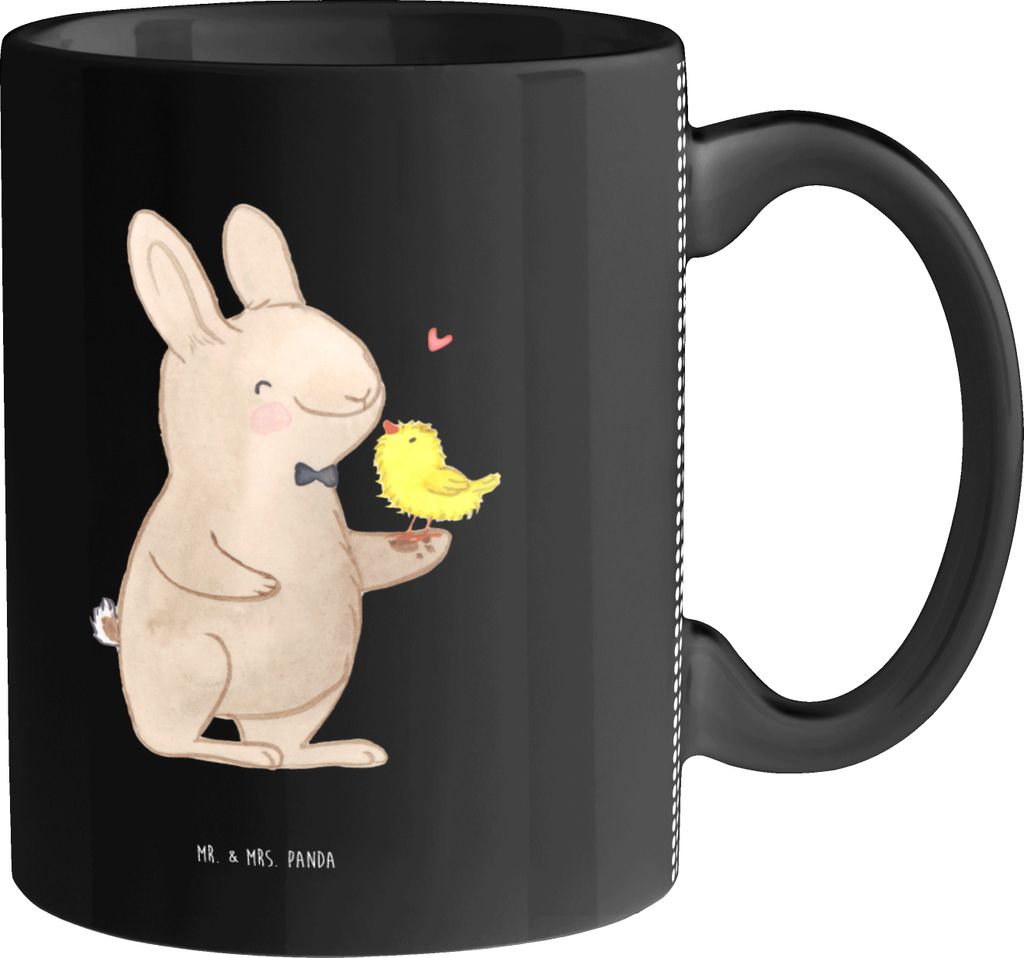 Mr. & Mrs. Panda Tasse Hase Küken - Schwarz - Geschenk, Kaffeetasse, Becher, Trinkbecher, Ostern, Keramiktasse, Teetasse
