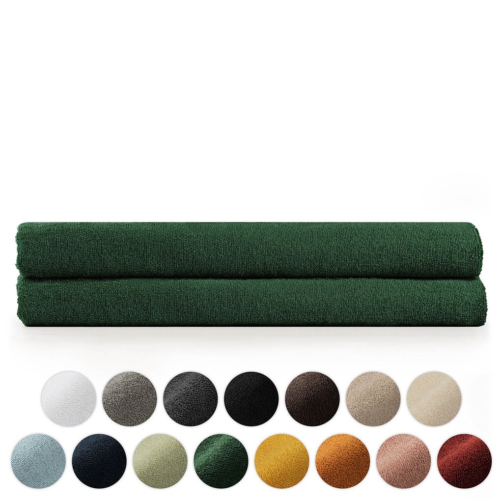 Blumtal Premium Frottier Handtücher Set mit Aufhängschlaufen - Baumwolle , weich, saugstark - 2X Saunatuch (80x200 cm), Dunkelgrün