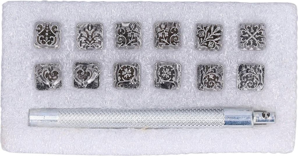 Lederstempel, DIY-Produktion, feine Verarbeitung, modisches Design, neuartige Muster, Stempelwerkzeuge, 12 Karaqusa-Stempel