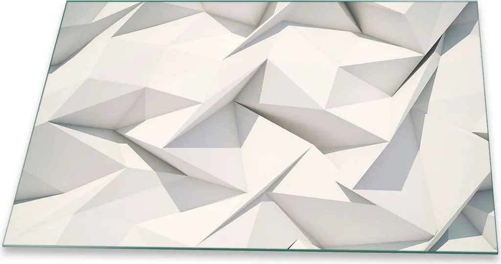 Copri Piano Induzione 80x52 Vetro | Tagliere Gigante Bianco Astratto