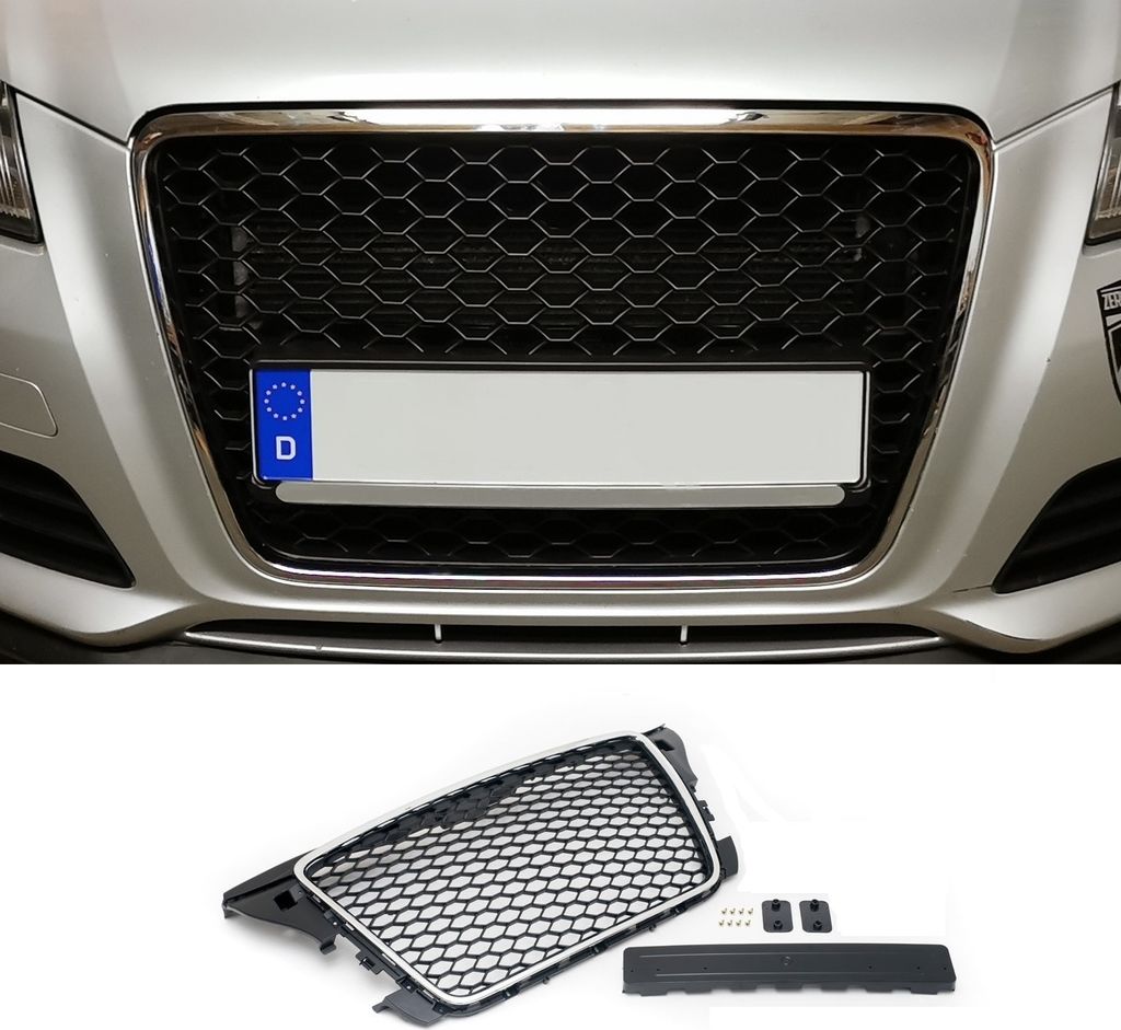 Kühlergrill Sportgrill Waben Gitter mit Chrom Rahmen für Audi A3 S3 8P 04/2008-