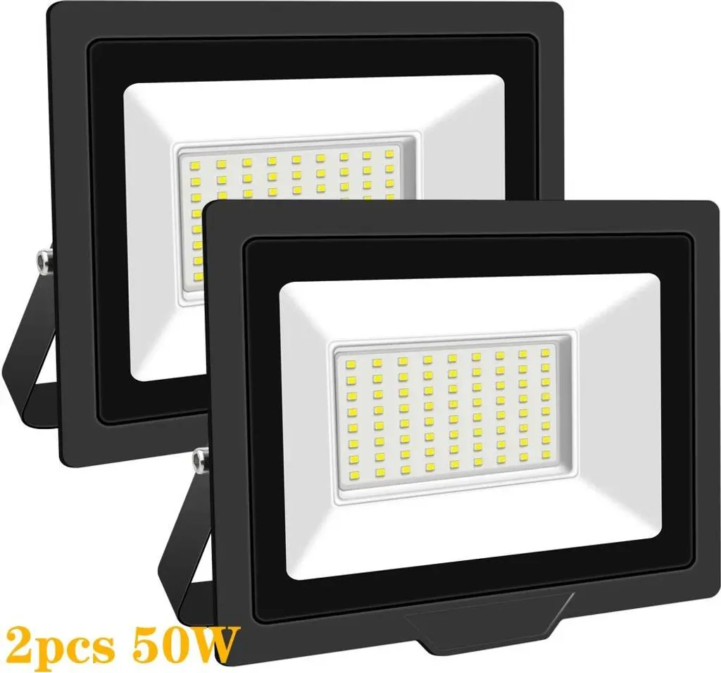 Projecteur LED extérieur pour éclairage de façade et garage 2x50W blanc