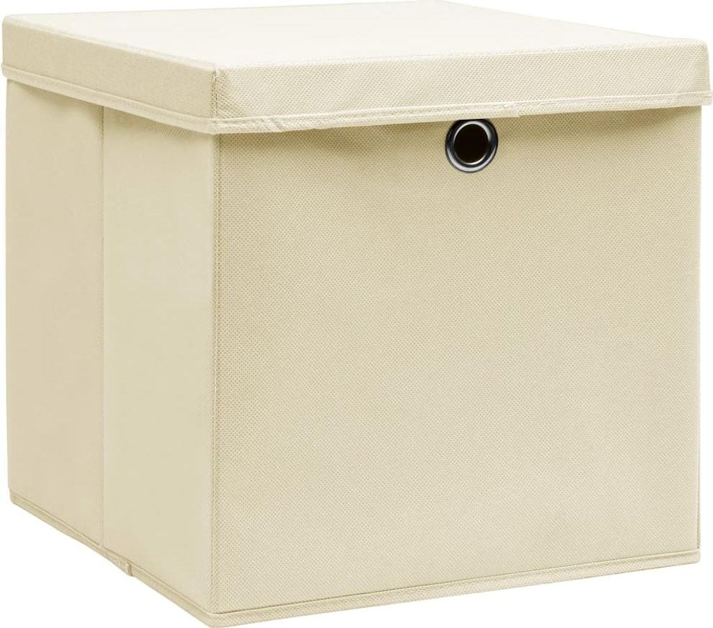 vidaXL Aufbewahrungsboxen mit Deckel 4 Stk. Creme 32x32x32 cm Stoff