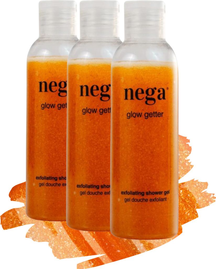 Natürliches Duschgel mit Peeling 3×150 ml, veganes hydratisierendes Körperpeeling für glatte und strahlende Haut 3xGlowGetter
