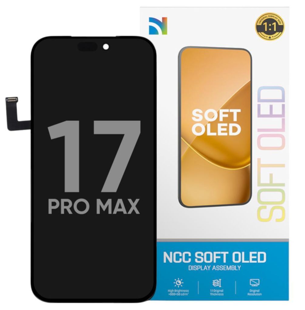 Kompatible NCC Soft OLED 120Hz Display Touchscreen Bildschirm Schwarz für Apple iPhone 17 Pro Max A3526, A3257 & Werkzeug