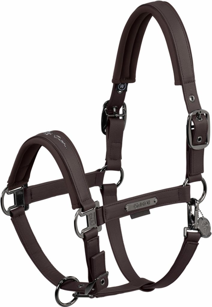 Eskadron Pferde Halfter Double Pin Faux Leather teak brown Produktbild 