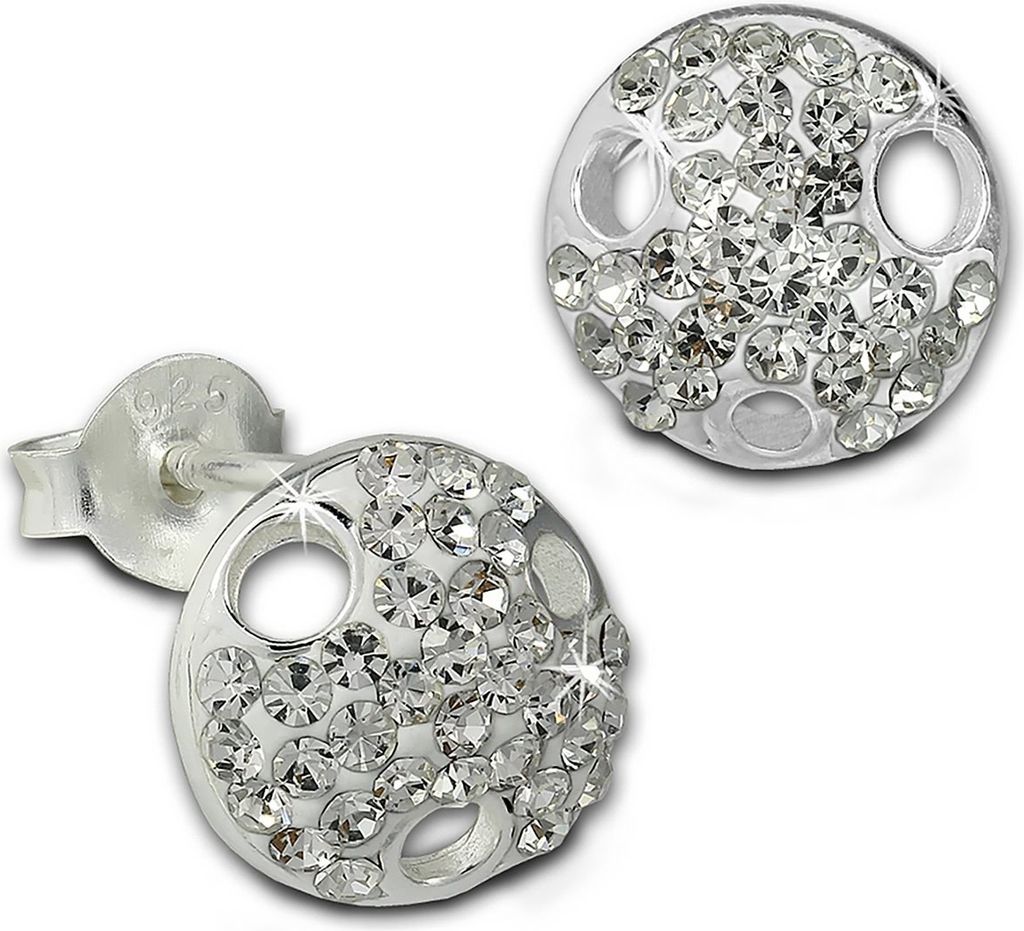 SilberDream Ohrstecker Damen 925 Silber weiß Rund Zirkonia Ohrringe SDO8028W