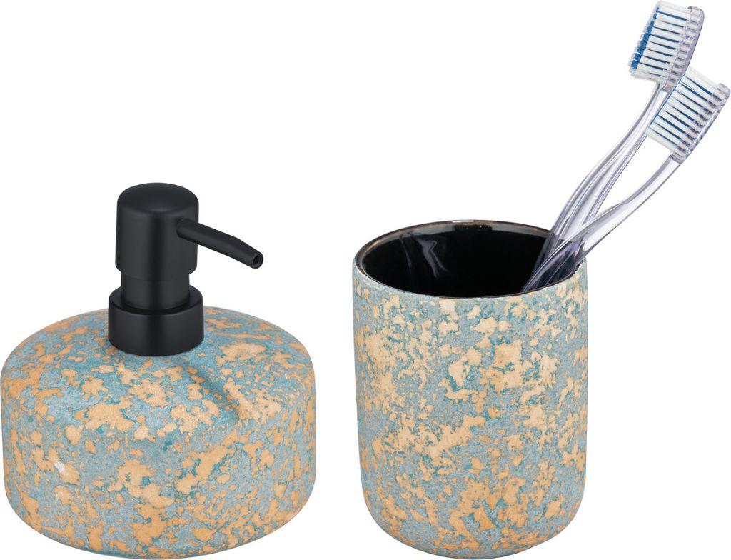 WENKO Bad Accessoire Set Mod. Felina, 2-teilig,, grau-gold