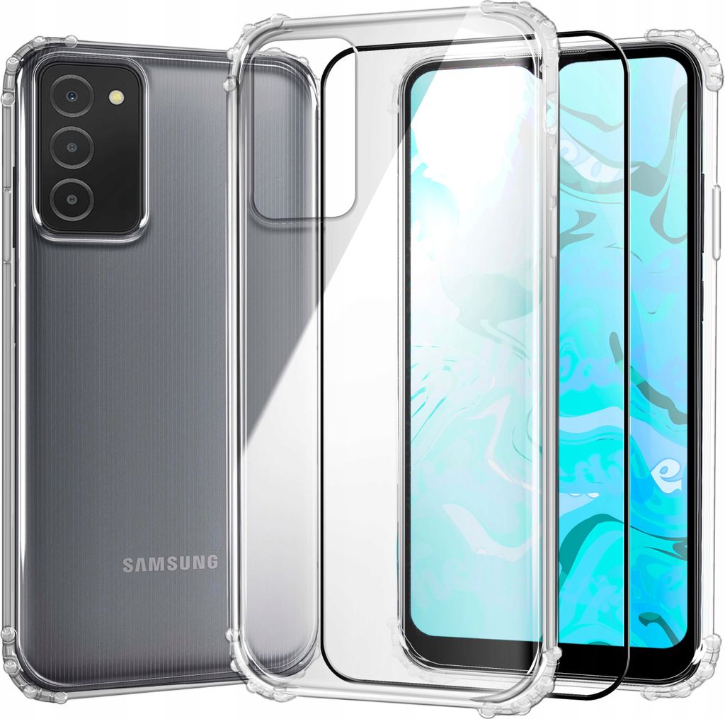 Schutzhülle Klar für SAMSUNG GALAXY A03S hülle hüllen Transparent Slim Cover Clear Case Durchsichtig Bumper + Schutzfolie Glas