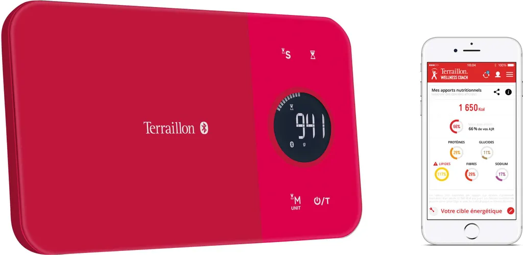 Terraillon Nutritab Cranberry : Balance Cuisine Connectée Bluetooth 5kg