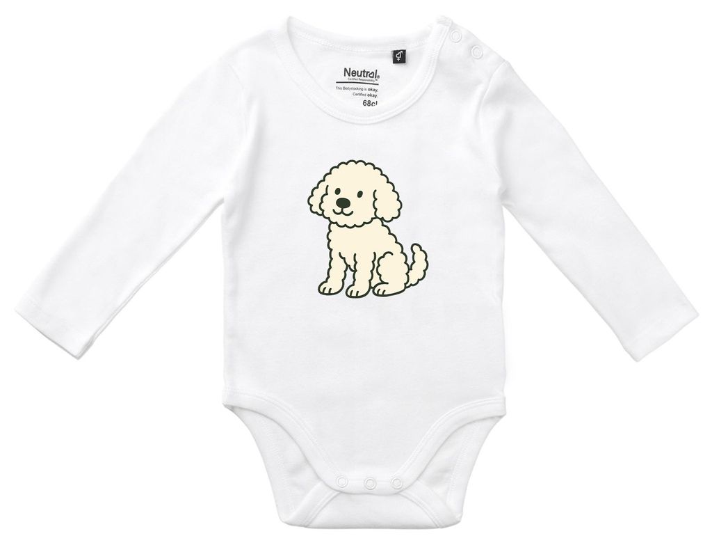 Huuraa Baby Body Maltipoo Comic Malti 68 White Baumwolle Fairtrade Langarmbody Geschenkidee