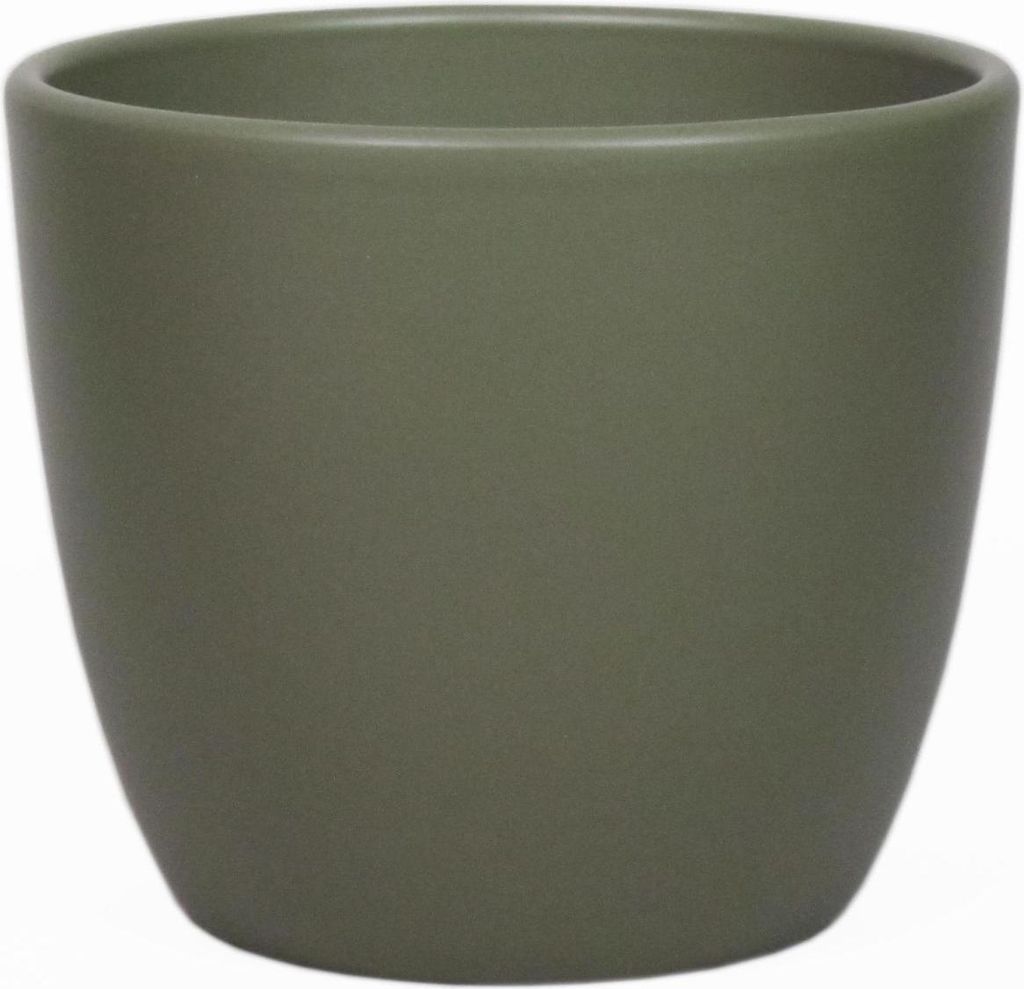 INNA-Glas Keramik Pflanztopf, Ø8,5cm, 6,5cm, olivgrün, matt - Blumentopf/Übertopf