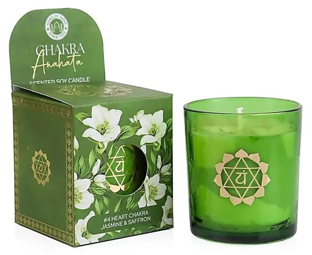 Bougie Anti-Stress Soja Anahata Jasmin Safran pour Équilibrage Émotionnel