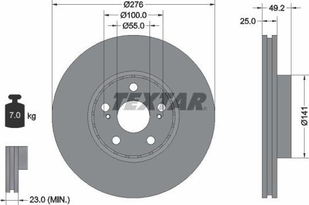 2x TEXTAR Bremsscheibe 92126403 für TOYOTA Avensis Kombi (_T22_) AVENSIS (_T22_)