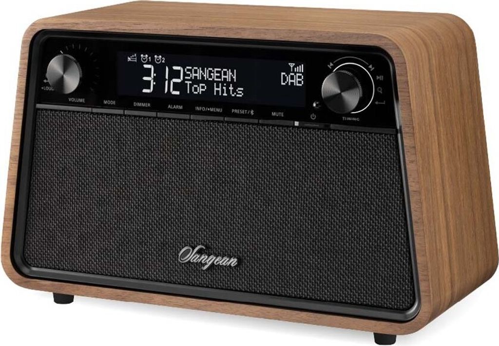 Sangean Electronics WR-201D Retro-Radio Echtholz-Gehäuse Nussbaum Vintage