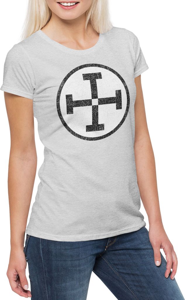 Urban Backwoods Libria Symbol, Damen T-Shirt, Farbe: Hellgrau, Größe: 2XL