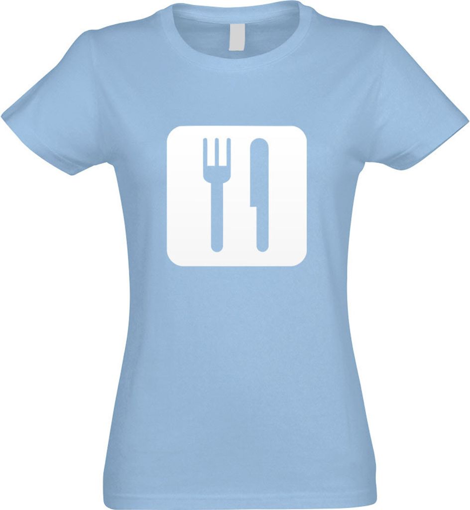 Kiwistar - T-Shirt tailliert - Damen - himmelblau - Essen Speisen Piktogramme - mit Motiv Bedruckt - Funshirt Design - Sport - Freizeit - Damen - XXL