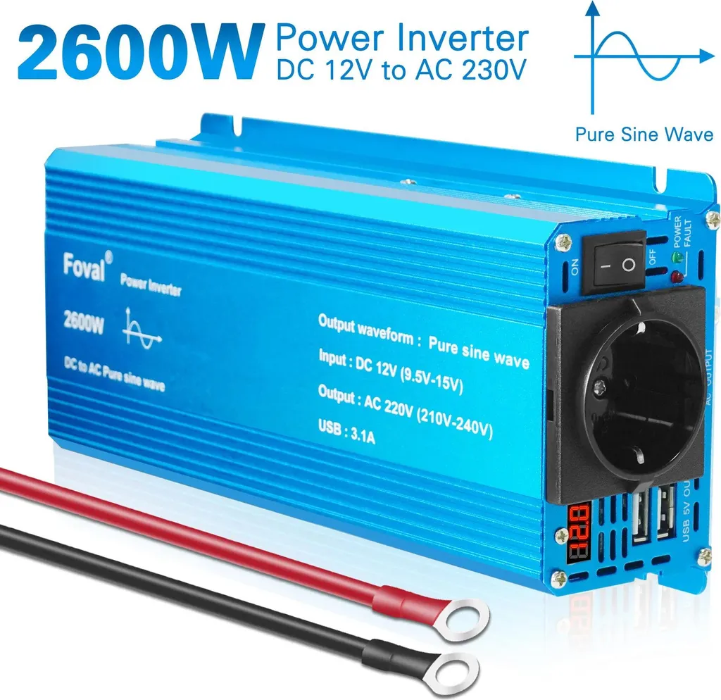 Convertisseur de Tension Pur Sinus 2600W - Transformateur Haute Efficacité - 2