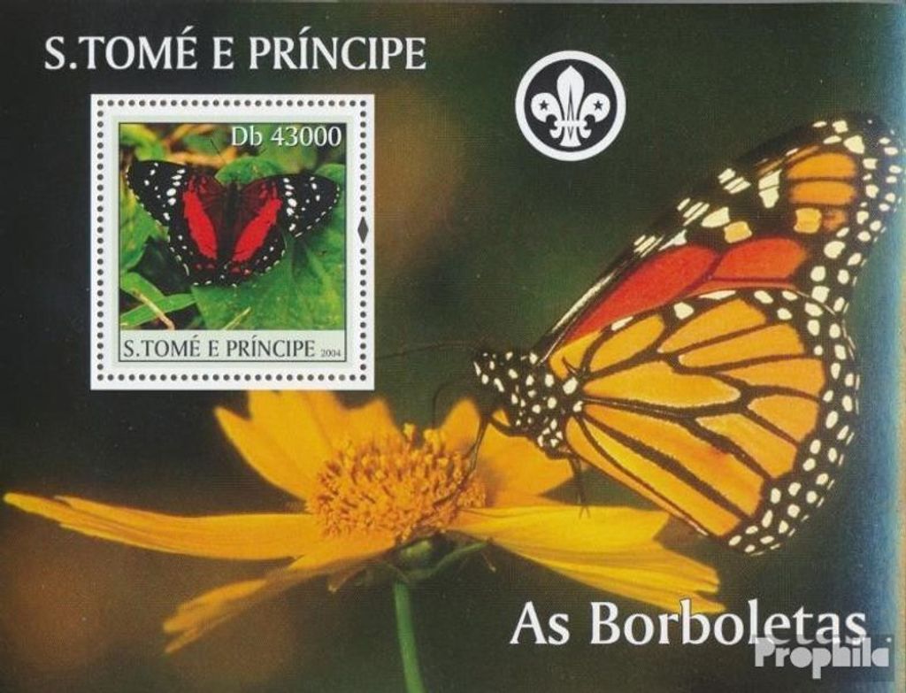 Briefmarken Sao Tome e Principe 2004 Mi Block 508 (kompl. Ausgabe) postfrisch Schmetterlinge - Pfadfinder