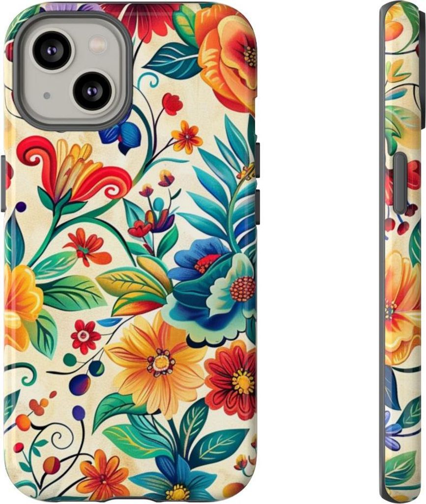 Lebhaftes Blumenmuster in bunten Farben – Hülle Kompatibel mit iPhone 14