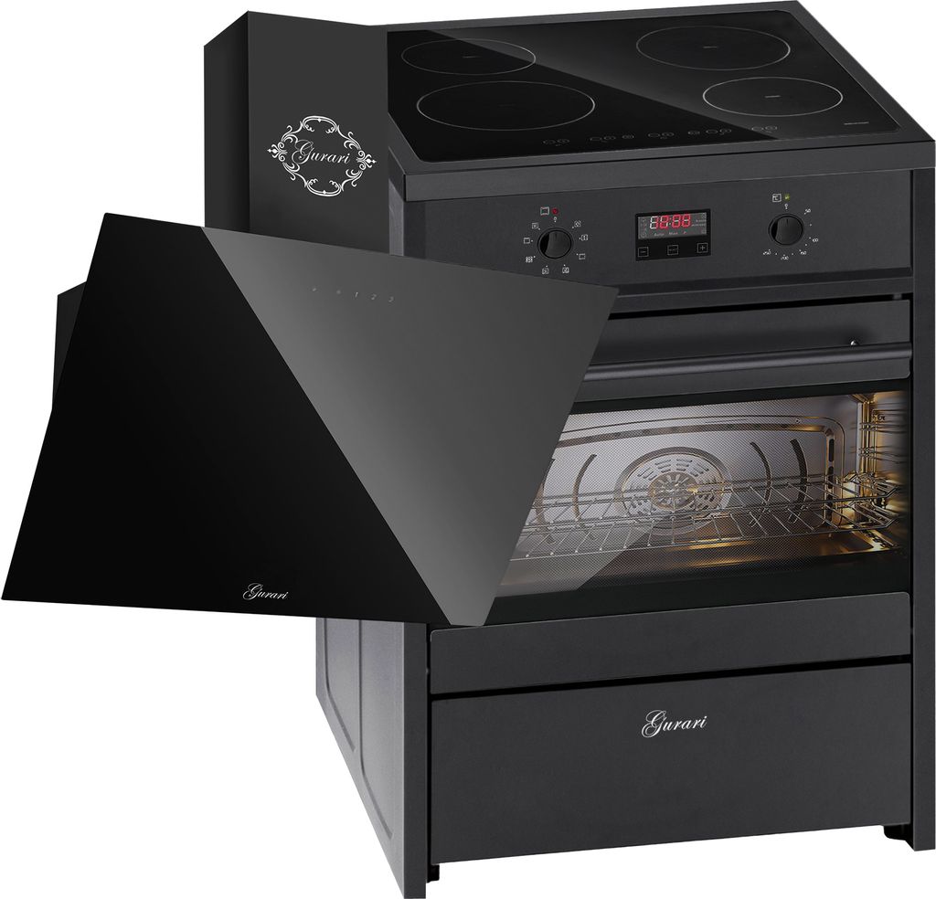 GURARI GCH E 612 BL Induktions Standherd 60 cm + Dunstabzugshaube 60 cm GCH 286 BL 6 PRIME