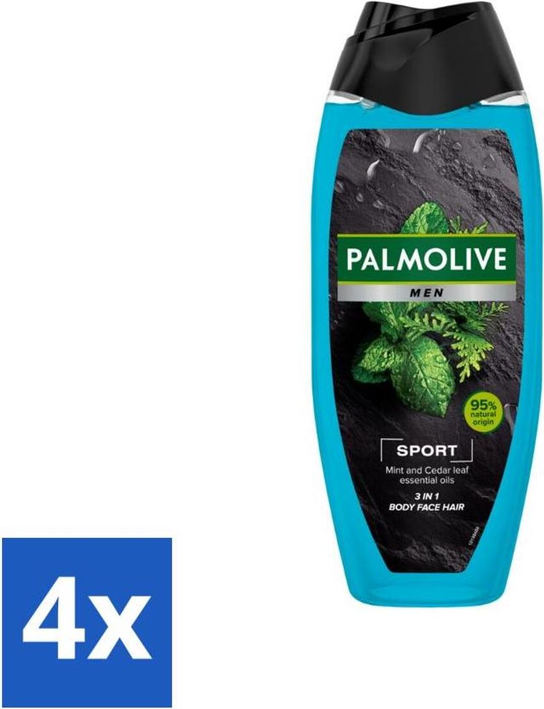 Palmolive Men - Sport 3-in-1 - Duschgel - Erfrischend & Pflegend - 500 ml - Vorteilspack - 4 Stücke