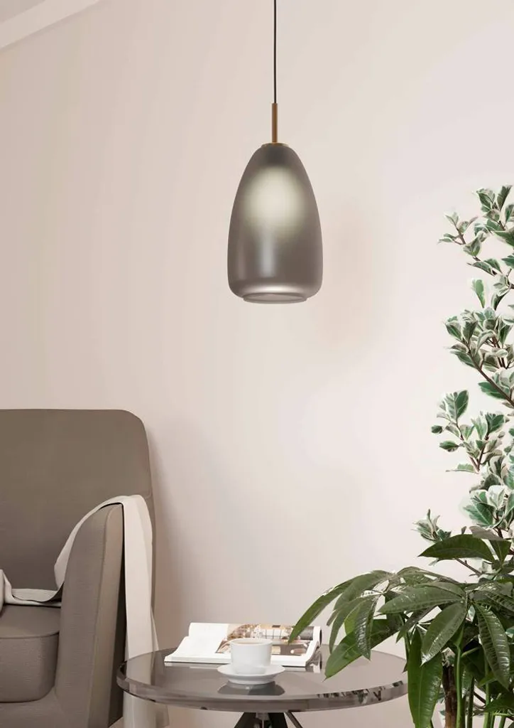 Eglo ALOBRASE 900506 Sospensione E27 Ø20cm Ottone Spazzolato e Nero - 6