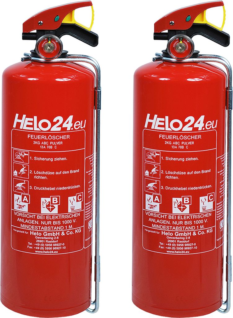 Feuerlöscher Pulverlöscher Pulver Halterung Manometer 2x 2kg ABC 4LE D2