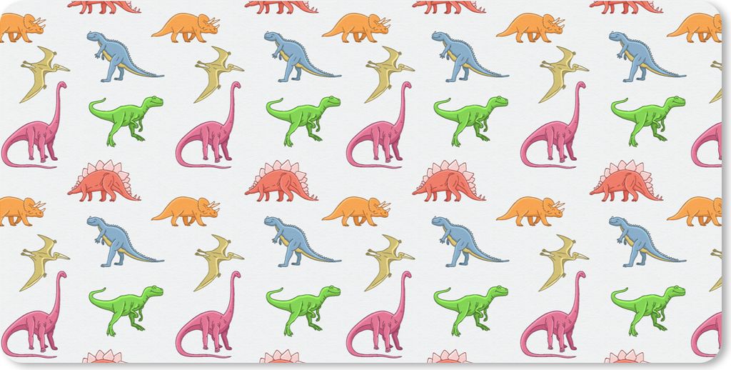 MuchoWow Schreibtischunterlage Muster - Dino - Kinder - Farben - Kinder - Junge 80x40 cm - XXL Mauspad - Gaming Mauspad