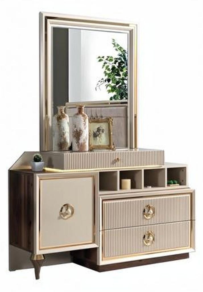 Kommode Hochwertig Luxus Holzmöbel Design Moderne Schlafzimmer Einrichtung Beige