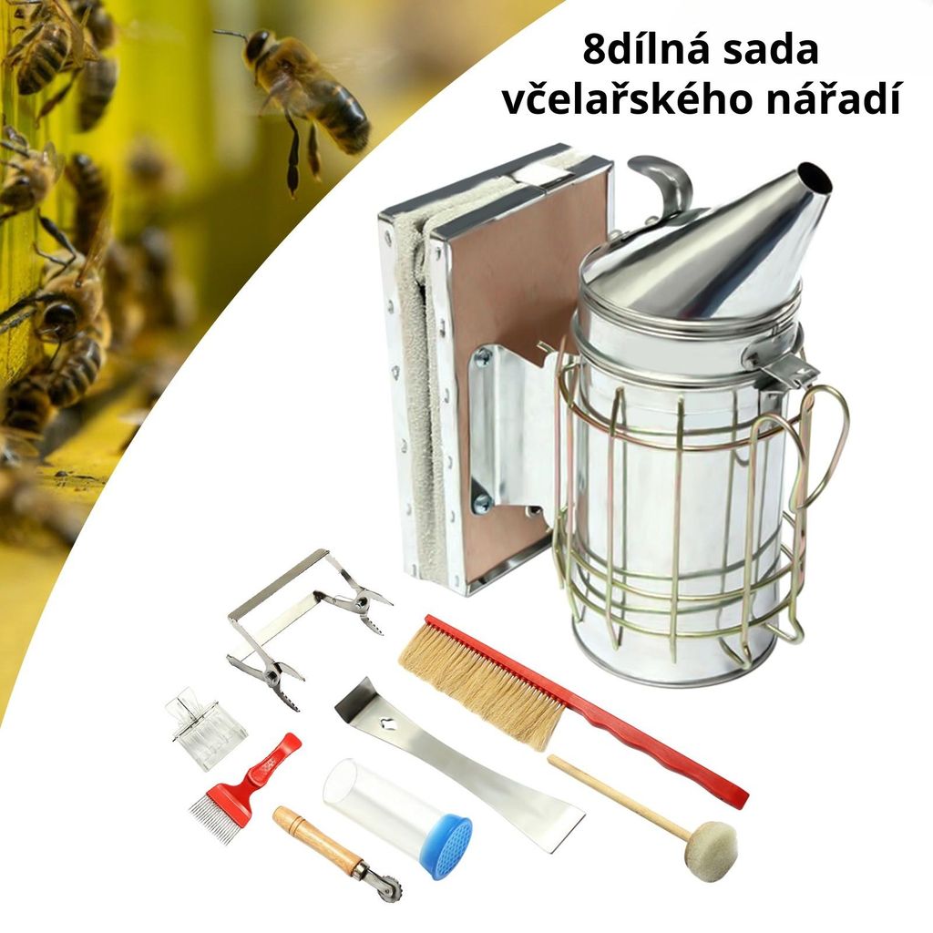 8dílná sada nářadí pro včelaře z nerezové oceli – včetně Obrázek produktu 