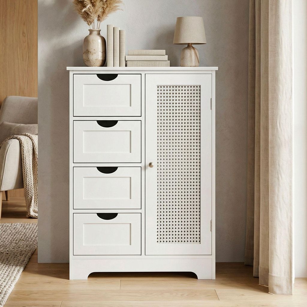 FineBuy schmaler Standschrank Schubladen & Tür 80 cm Produktbild 