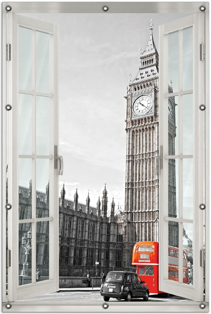 Wallario Outdoor-Poster für Garten oder Balkon 100 x 150 cm: London Red Bus