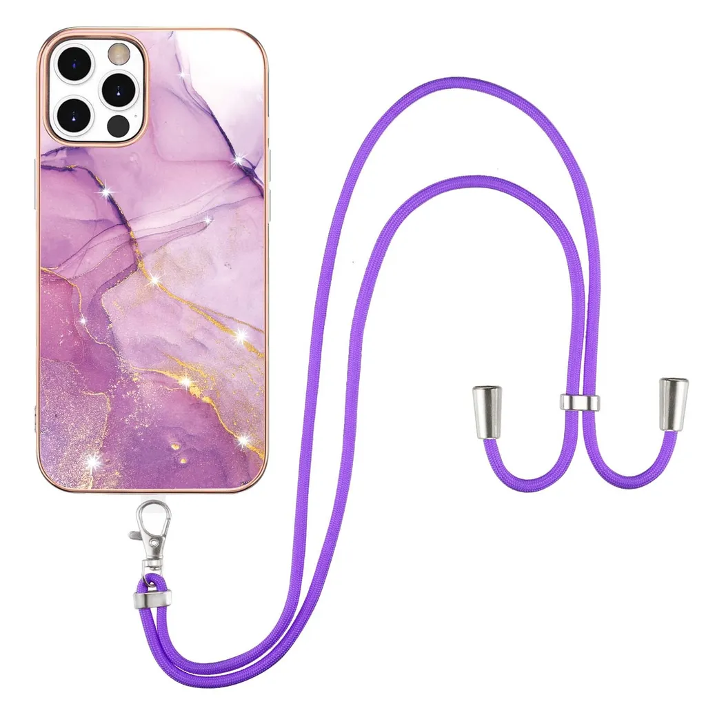 Custodia iPhone 12 Pro Max con Cordino Rosa - Protezione TPU Morbida