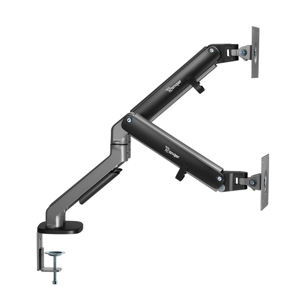 Ranqer Monitorhalterung, 2 Monitore, 17-35 Zoll Bildschirme, VESA 75 & 100 mm, Monitor Stand, Monitor Arm, Höhenverstellbar, 360° Rotation, Schwe...